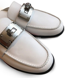 Hermes Leather Sabo White