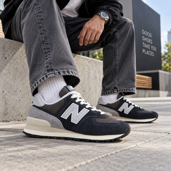 Мужские кроссовки New Balance 574 Suede/Textile Black/Grey