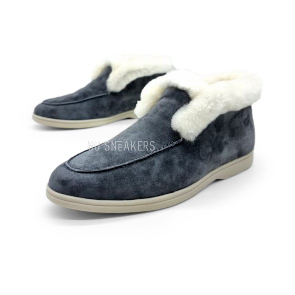 Унисекс зимние ботинки Loro Piana Low Winter Suede Dark Grey