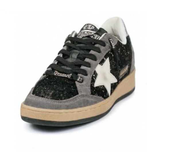 Женские кеды Golden Goose Ball Star Black Glitter Grey White