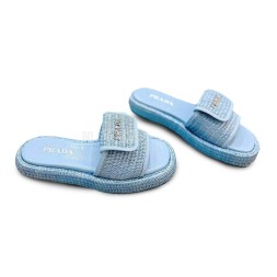 Prada Flip Flop Rafia Blue