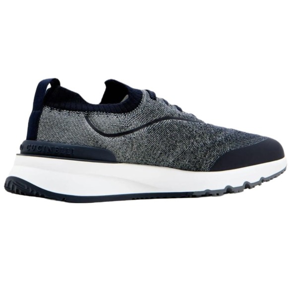 Мужские кроссовки Brunello Cucinelli Knitted Slip-On Sneakers Blue