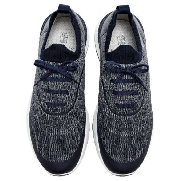 Мужские кроссовки Brunello Cucinelli Knitted Slip-On Sneakers Blue