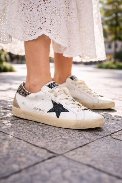 Женские кеды Golden Goose Super-Star Croco-Print Star
