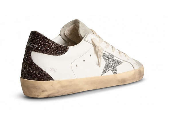 Женские кеды Golden Goose Super-Star Wmns White Silver Black Glitter