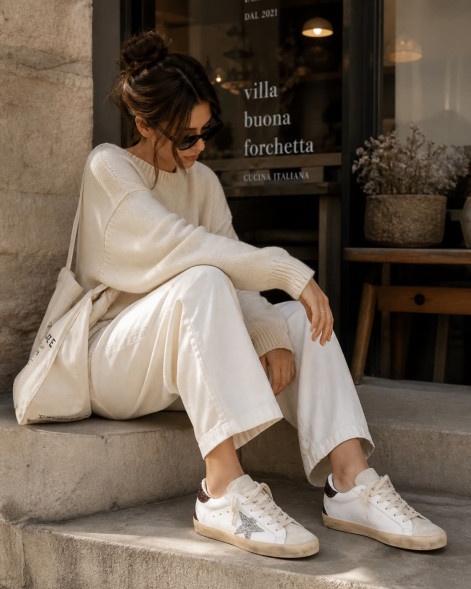 Женские кеды Golden Goose Super-Star Wmns White Silver Black Glitter