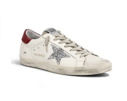 Golden Goose Super-Star Beige Silver Glitter Star