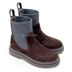 Brunello Cucinelli Suede Chelsea Boot Chocolate