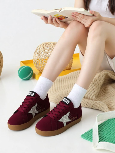 Женские кеды Golden Goose Super Star Suede Burgundy