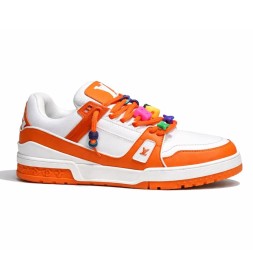 Louis Vuitton Trainer Maxi Skateboard Shoes Low-Top White/Orange