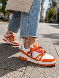 Louis Vuitton Trainer Maxi Skateboard Shoes Low-Top White/Orange