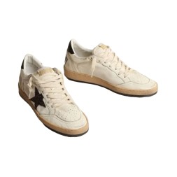 Golden Goose Ball Star Chicory-Coffee Glitter Star and Black Leather Heel Tab