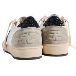 Golden Goose Ball Star in Nappa and Suede with Black Glitter Star and Heel Tab