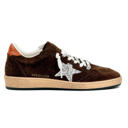 Golden Goose Ball-Star Brown Suede / Silver Glitter Star