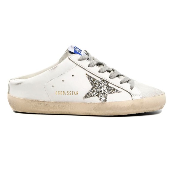 Женские сабо Golden Goose Superstar Sabot with Platinum Glitter Star and Suede Tongue