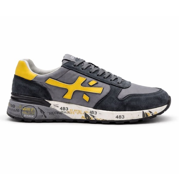 Унисекс кроссовки Premiata Textile/Suede Grey/Yellow Logo