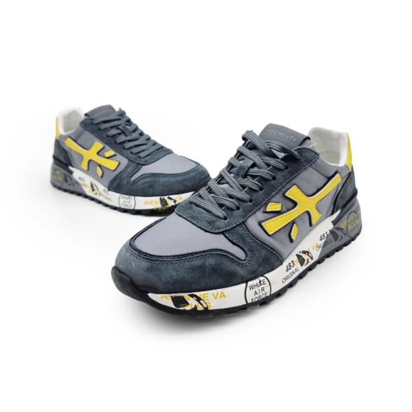 Унисекс кроссовки Premiata Textile/Suede Grey/Yellow Logo