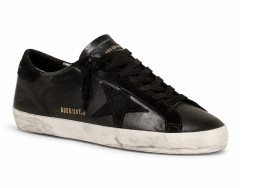 Golden Goose Super-Star Men's in Black Nappa With Black Suede Star and Heel Tab