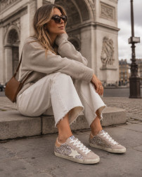 Golden Goose Super-Star in Silver Glitter With Leather Star and Heel Tab