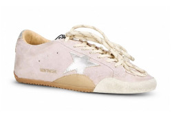 Golden Goose True-Star in Pastel Pink Suede With Silver Star and Heel Tab